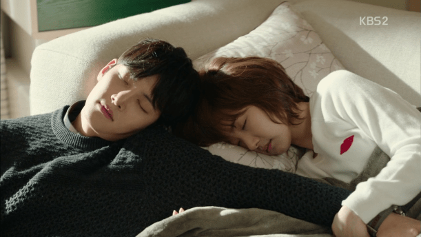 The two leads in Healer sleep peacefully holding hands